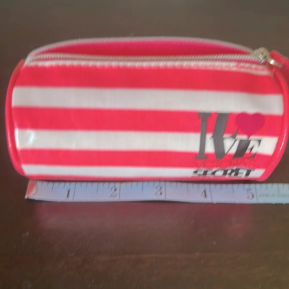I ❤️ VS Vintage Mini Pink Stripe Cosmetic Bag